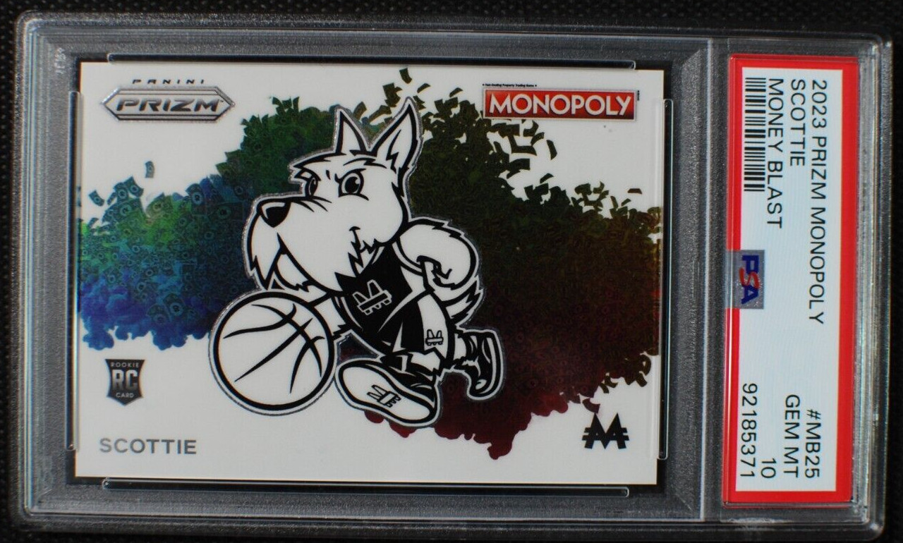 🌟 SCOTTIE The TERRIER 2023-24 PRIZM Monopoly MONEY BLAST SSP RC #MB-25 - PSA 10