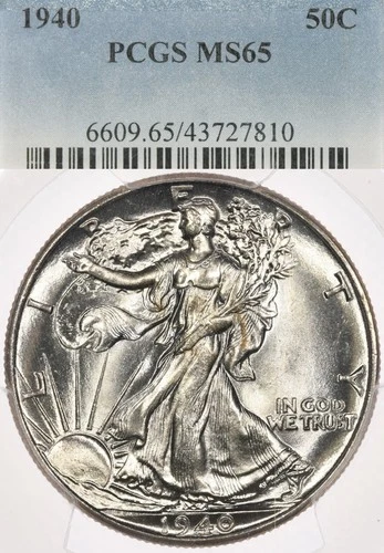 1940 50C PCGS MS65 Walking Liberty Silver Half Dollar