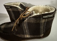 Minnetonka Women's Torrey Slipper Boot Chocolate Multi blue/cream Size 8 - 40166