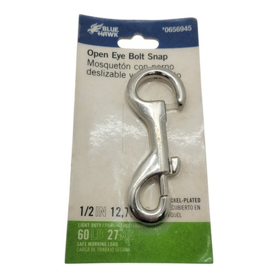 #ad Blue Hawk 0656945 Open Eye Bolt Snap 1 2quot; Steel Hardware Clip Nickel Plated $8.99