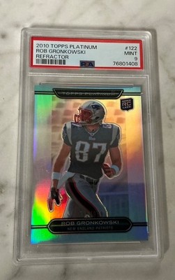 2010 TOPPS PLATINUM ROB GRONKOWSKI REFRACTOR PARALLEL RC 142/999 #122 PSA 9 MINT