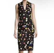 Alice + Olivia Embroidered Midi Bird Flower Cocktail Dress Women’s Size 6 LBD