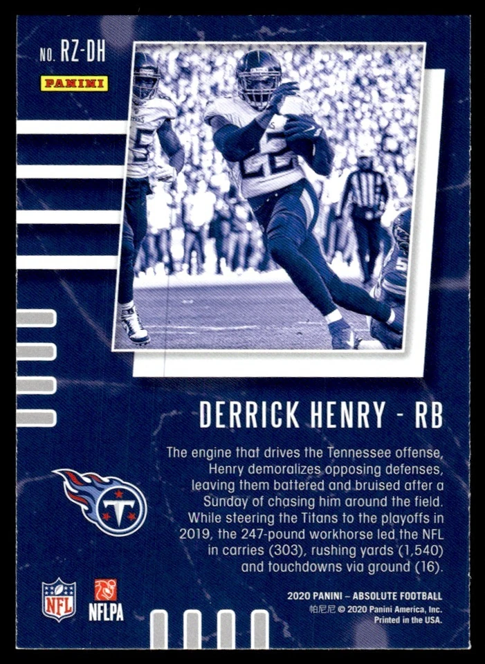2020 Panini Absolute Red Zone Derrick Henry Tennessee Titans #RZ-DH - Image 2 of 2