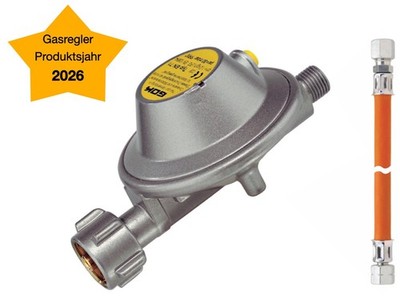 [2026] GOK Gasregler EN71  Caravan Wohnwagen 30 mbar 1,2 Kg/h mit Schlauch RVS8