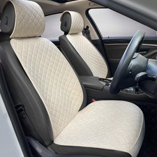 Linen Car Seat Covers Front Seat Covers Breathable Cloth Fabric Car Seat Prot...