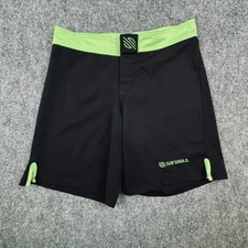 Sanabul Fight Shorts Mens 32 Black Green MMA BJJ No-Gi Grappling Training