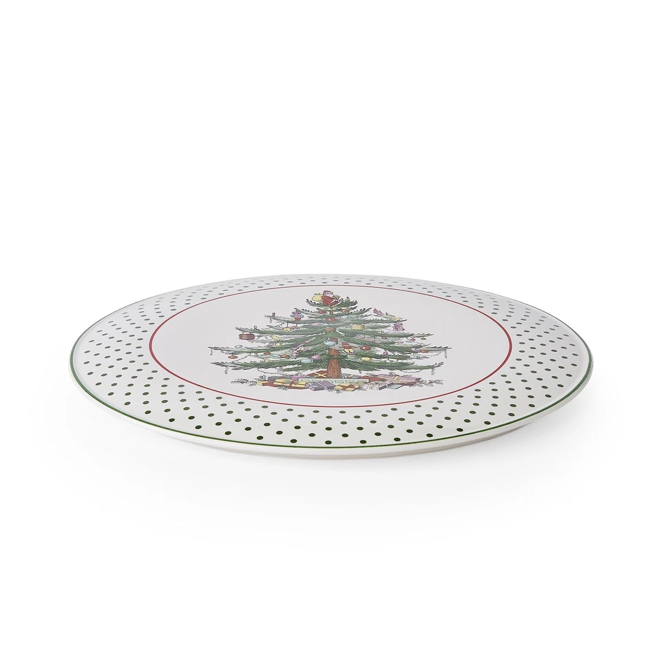 Christmas Tree Polka Dot Cake Plate - 11" Cookie, Cupcake, Dessert Serving Pl... - Image 2 of 4