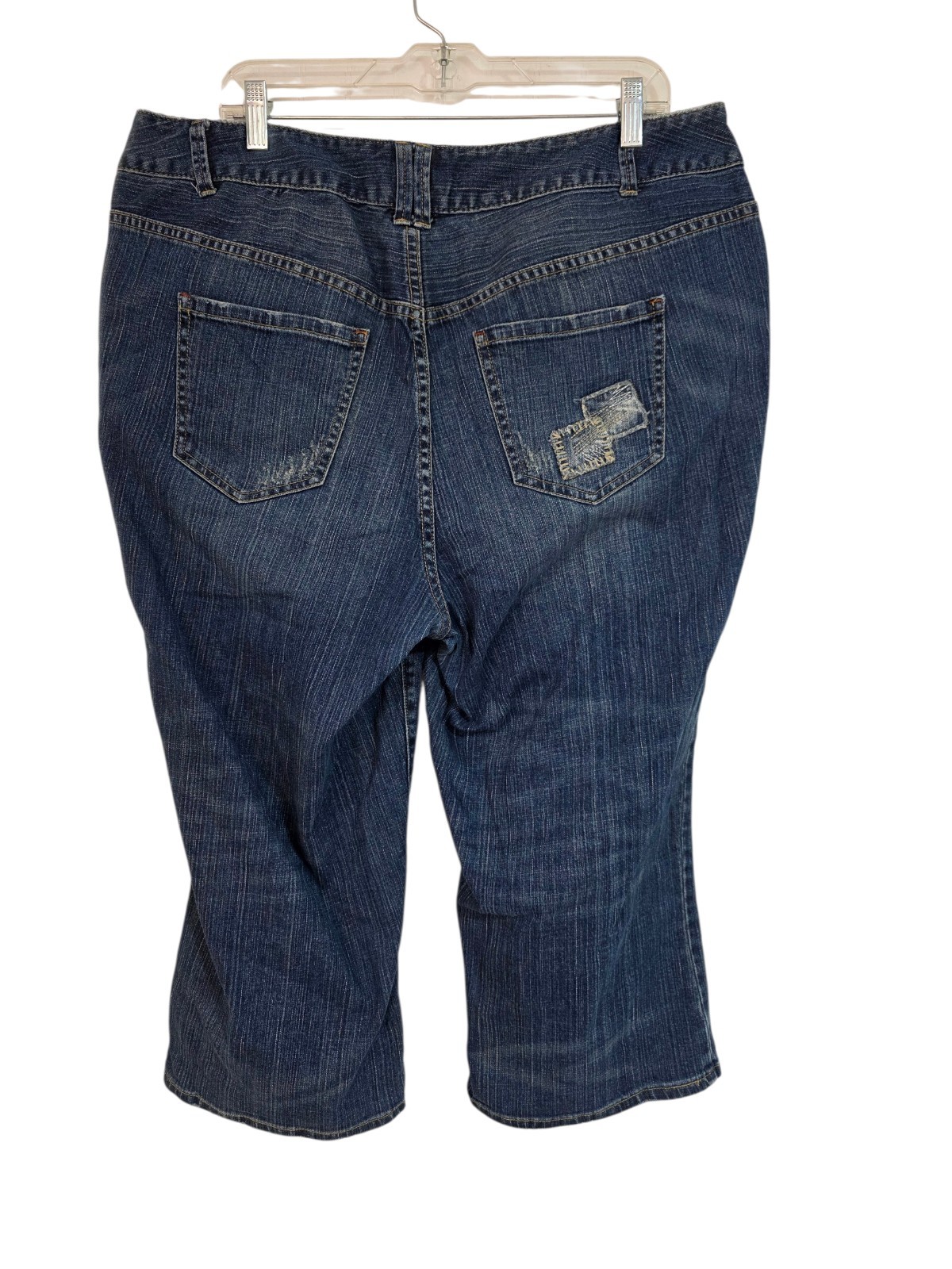 Lane Bryant Patchwork Distressed Denim Capris - S… - image 3