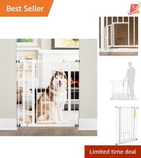 Pet Gate Steel Extra Tall 36 Inch Wide Walk Through Small Pet Door Adjustable