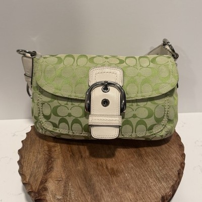 バッグ COACH Archive Shoulder Bag Green y2k Coach Soho Signature Jacquard Green Shoulder Bag Y2K Buckle Flap