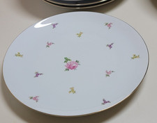 4 Johann Haviland Dinner Plate Rose Chintz Floral Gold Trim Germany 10 3/8"
