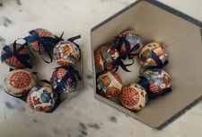 Set of 12 Frosty & Friends Decoupage Christmas Ornaments 1996