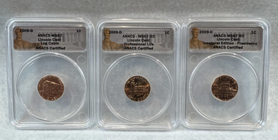 2009 Lincoln Cent INAUGURAL EDITION MS67RD RED ANACS Certified 6 coins! Graded!  - Image 3 of 4