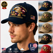America 250th Anniversary Baseball Cap 1776 2026 USA Patriotic Hat Adjustable