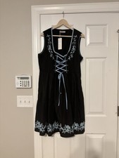 Jasambac Embroidered Women's Corset Milkmaid Black Folk Dress Costume Sz XL