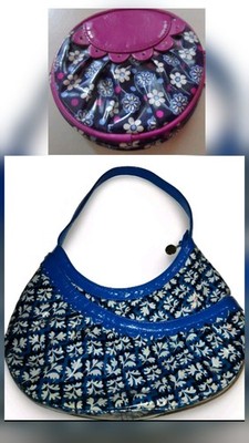 Vera Bradley Frills Blue Lagoon Hotsy Totsy Hobo Bag and Boisenberry Coin Purse 