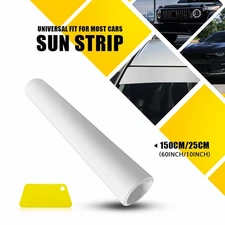 Universal Windshield Banner Matte White PET Decal Sun Visor Strip 60"x10"