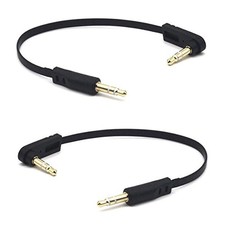 15cm 1/8" 3.5mm TRS Jack Audio Flat Cable, 2 Pack, Straight Male to 90 Degree...