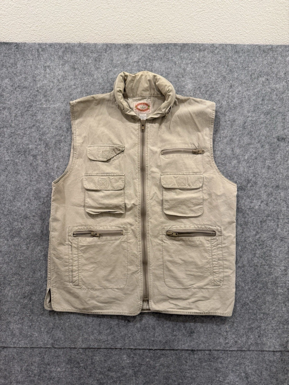 Vintage Banana Republic Vest Mens XL Safari Photographer Fishing Cargo Hood