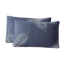Blue Tropical Pillow Cases 100 Cotton King 20 in x 36 in Purple Leaves