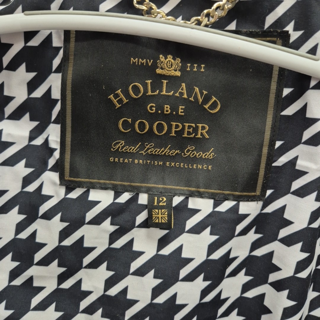 Holland Cooper Brown Soft Suede Leather Country Biker Houndstooth Jacket Uk 12