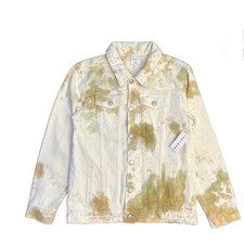 PacSun Kids White Olive Tie Dye Trucker Denim Jacket Front Buttons Size XL 12