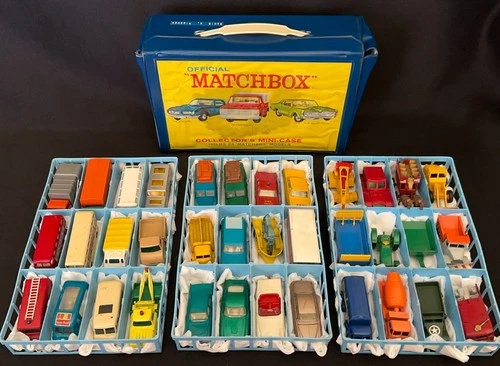 (36) Vintage 1960s Lesney Matchbox Cars Trucks & Vans Lot w/Collector Case NICE!