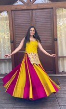 Women's Latest Readymade Vichitra Silk Lehenga Choli Set with Heavy Thread and S