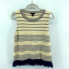 J. Crew merino wool cotton blend sleeveless fringe hem knit tank sz M