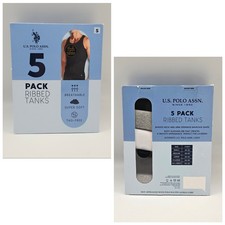 US POLO ASSN Ribbed Cotton Black White Gray Tanks A Shirt Set Men's S M L