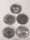1 oz Silver  Round  Lot of 5 Rounds .999 Fine Silver In Capsules.