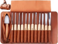 Wood Carving Tools, Wood Carving Kit of 12 Chisels, 1 Nylon Hammer  Leather ...