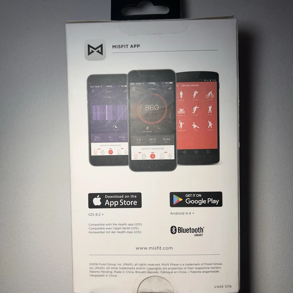 Гибридные умные часы Misfit Phase трекер активности уведомление черные новые в коробке - Изображение 3 из 4