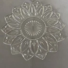 Set of 4 Vintage Federal Glass Clear Petal Pattern Snowflake Cross Plate 9 1/2”