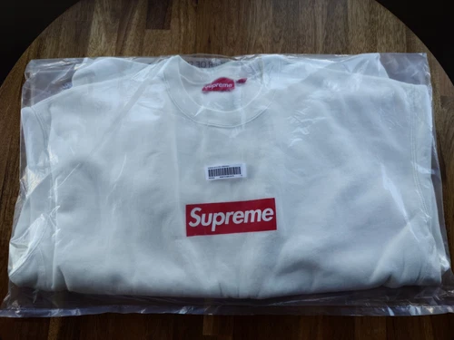 Logo Supreme Boîte Lavée Col Rond BLANC Taille XL SS25 ✅