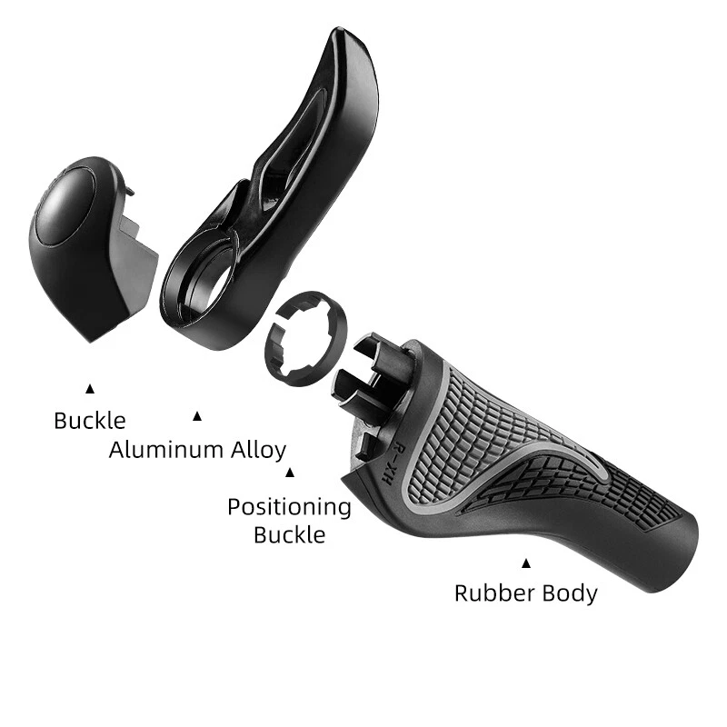 ROCKBROS MTB Bike Lock-on Handlebar Grips Rubber&Aluminum Barend Bar Ends Black - Image 3 of 4