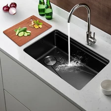 Durable Kitchen Sink Double Basin Stainless Steel Sink Bowl W/ Chopping Board