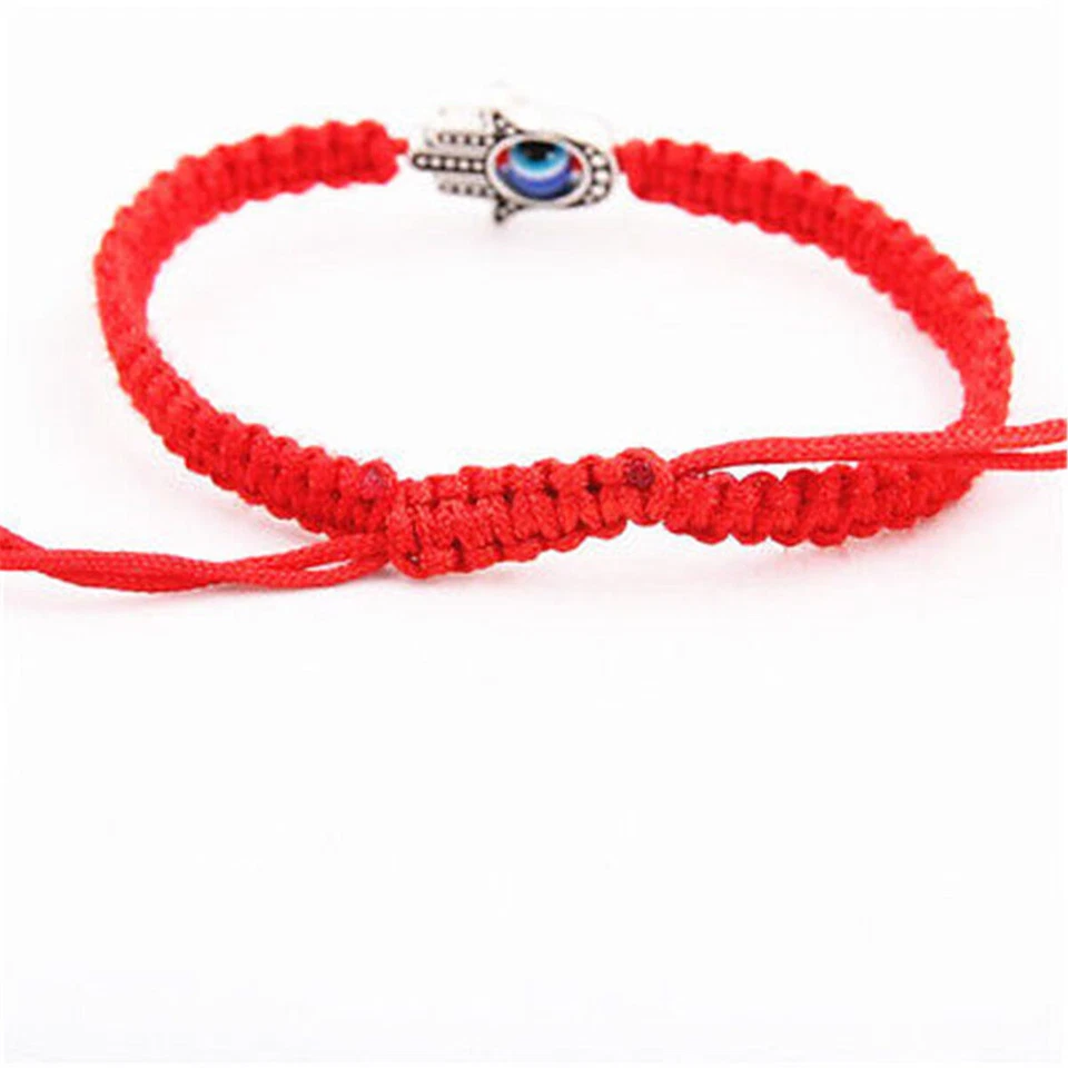 5X Rote Schnur Hamsa Handschlechtes Augen-Glück Kabbalah Boho Religion Armband - Bild 3 von 4
