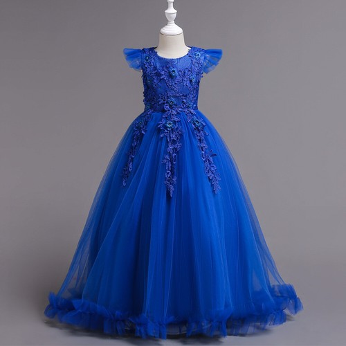 Kids Flower Girls Princess Dress Bridesmaid Birthday Tulle Prom Party Ball Gown - Picture 18 of 18