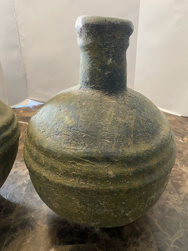 Antique Pair Large Vintage Handled Terracotta Amphora vessel Jug Primitive - Picture 5 of 12