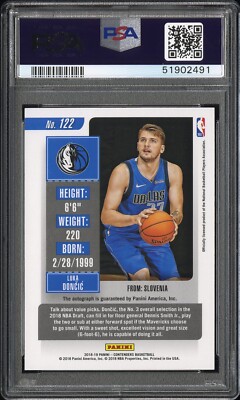 2018 Panini Contenders Luka Doncic ROOKIE RC AUTO #122 PSA 9 POP