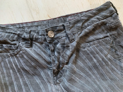 VANILIA--SELMA--Hose--Jeans--grau--samtige Streifen--rockig--36/38