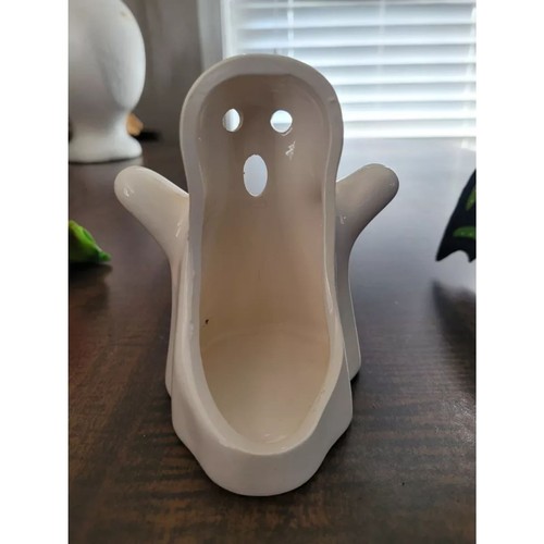 Juego de 4 candelabros de cerámica vintage de Halloween calabazas/fantasma/murciélago de 4-5" de alto - Imagen 5 de 9