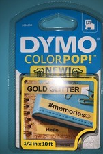 DYMO COLORPOP Label Maker Tape 0.5 inch by 10 inches black on gold 1 pack