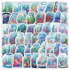 50pcs Waterproof Vinyl Stickers Fish Bowl Mini Aquarium Luggage Phone Laptop Car 50pcs Waterproof Vinyl Stickers Fish Bowl Mini Aquarium Luggage Phone Laptop Car