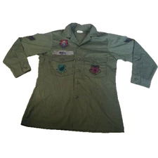 Vintage US Air Force Fatigue Utility Shirt Green Button Up USAF 