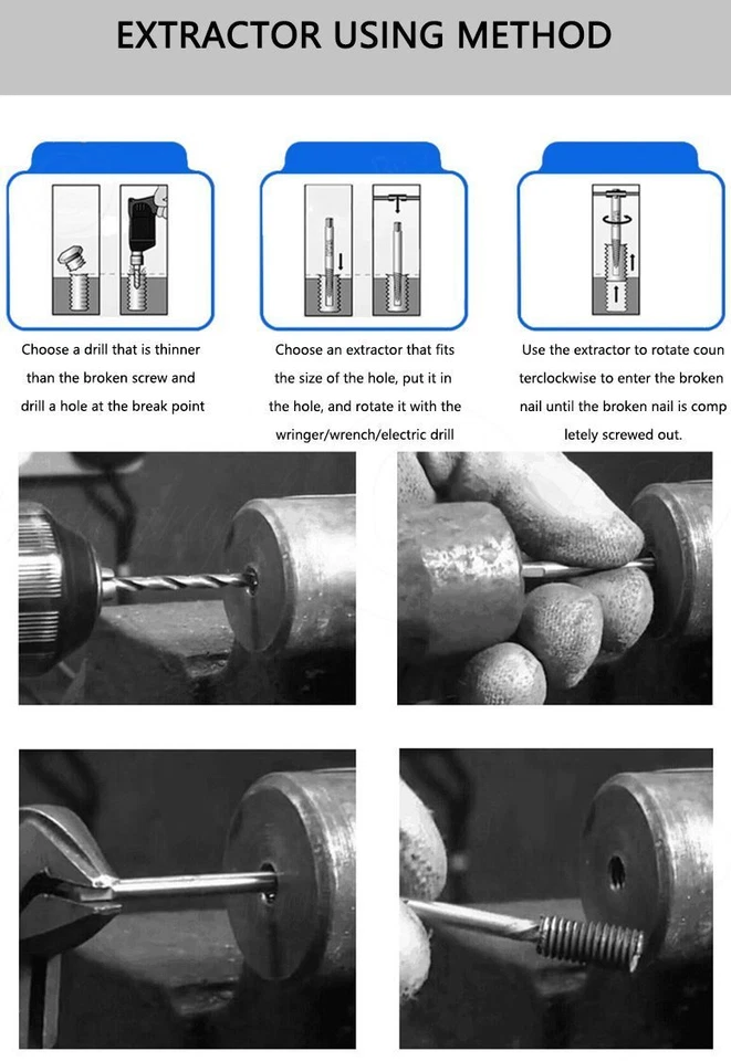 Residual Broken Screw Extractor Rusted Bolt Faucet /Mechanical Parts Remover Set - Image 3 of 4