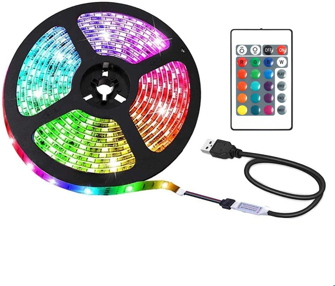 USB-Powered RGB SMD 5050 Flexible LED Strip Lights, Cuttable for Custom Use-image
