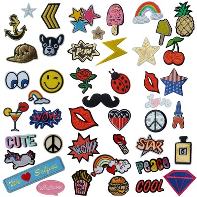 Aufbügler Badge Patch Aufnäher Mode Trend Jacke Jeans Hipster Sticker Pailletten