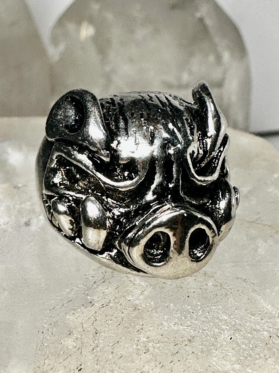 Pig ring Hog Heavy band biker Size 8.25 Sterling Silver women men
